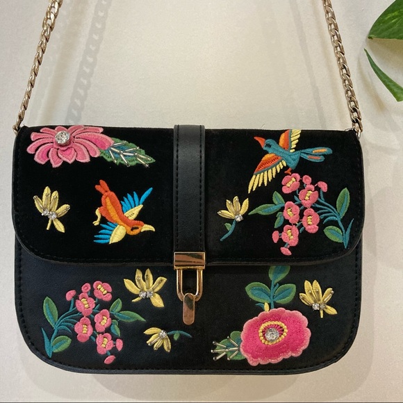 Topshop Handbags - TopShop embroidered and bejewelled purse